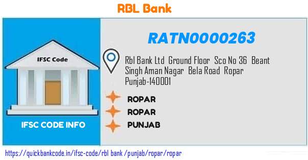 Rbl Bank Ropar RATN0000263 IFSC Code
