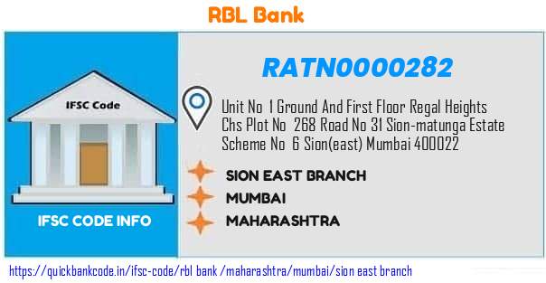 Rbl Bank Sion East Branch RATN0000282 IFSC Code