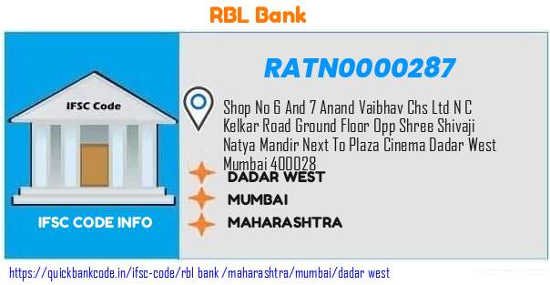 Rbl Bank Dadar West RATN0000287 IFSC Code