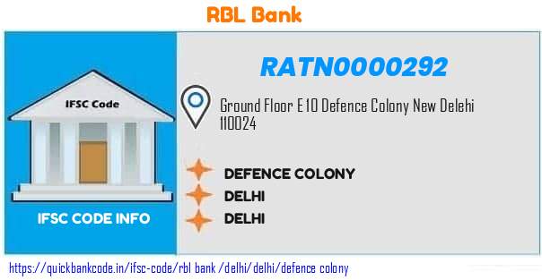 Rbl Bank Defence Colony RATN0000292 IFSC Code