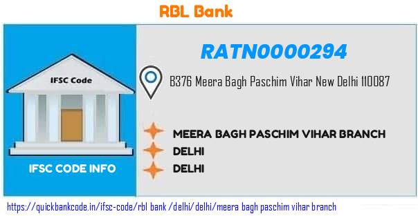 Rbl Bank Meera Bagh Paschim Vihar Branch RATN0000294 IFSC Code