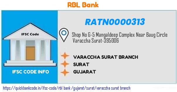 Rbl Bank Varaccha Surat Branch RATN0000313 IFSC Code