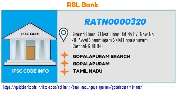 Rbl Bank Gopalapuram Branch RATN0000320 IFSC Code