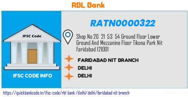 Rbl Bank Faridabad Nit Branch RATN0000322 IFSC Code
