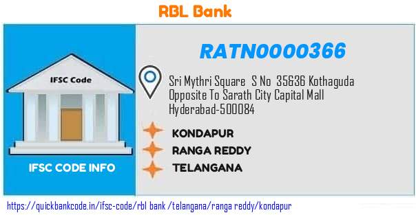 Rbl Bank Kondapur RATN0000366 IFSC Code