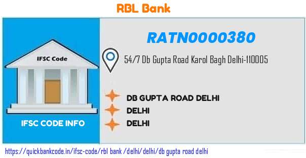 Rbl Bank Db Gupta Road Delhi RATN0000380 IFSC Code