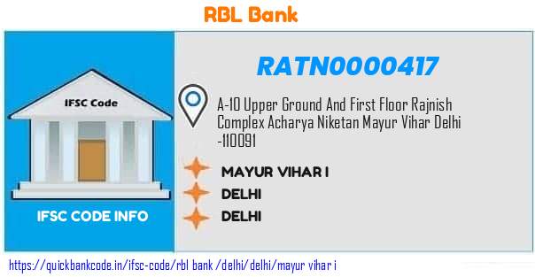 Rbl Bank Mayur Vihar I RATN0000417 IFSC Code