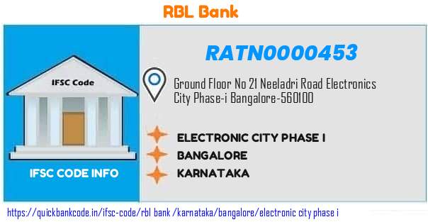 Rbl Bank Electronic City Phase I RATN0000453 IFSC Code