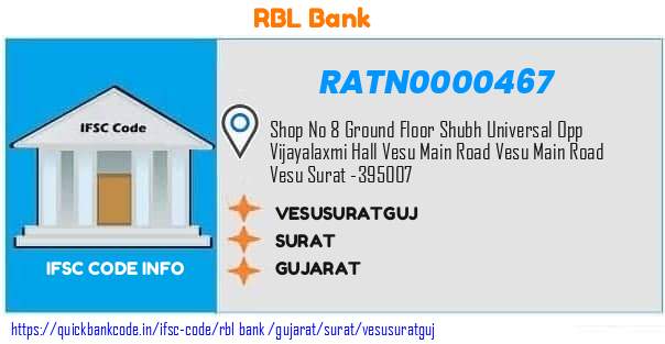 Rbl Bank Vesusuratguj RATN0000467 IFSC Code