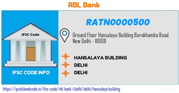 Rbl Bank Hansalaya Building RATN0000500 IFSC Code