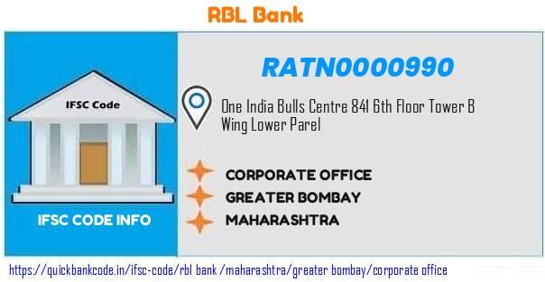 Rbl Bank Corporate Office RATN0000990 IFSC Code