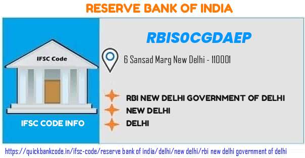 Reserve Bank of India Rbi New Delhi Government Of Delhi RBIS0CGDAEP IFSC Code