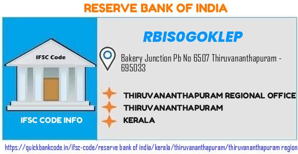 Reserve Bank of India Thiruvananthapuram Regional Office RBIS0GOKLEP IFSC Code