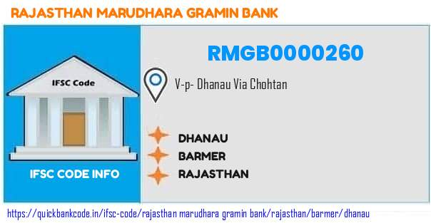 Rajasthan Marudhara Gramin Bank Dhanau RMGB0000260 IFSC Code