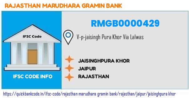 Rajasthan Marudhara Gramin Bank Jaisinghpura Khor RMGB0000429 IFSC Code