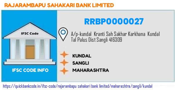 Rajarambapu Sahakari Bank Kundal RRBP0000027 IFSC Code