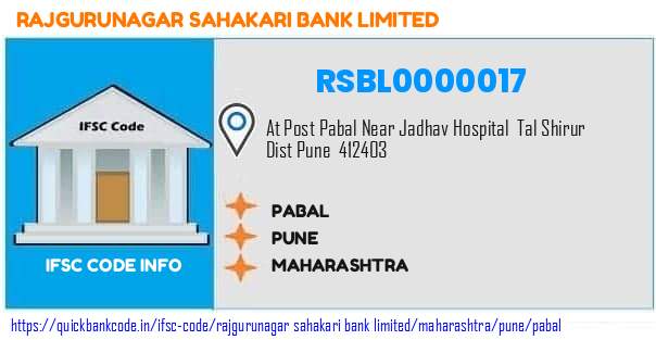 Rajgurunagar Sahakari Bank Pabal RSBL0000017 IFSC Code