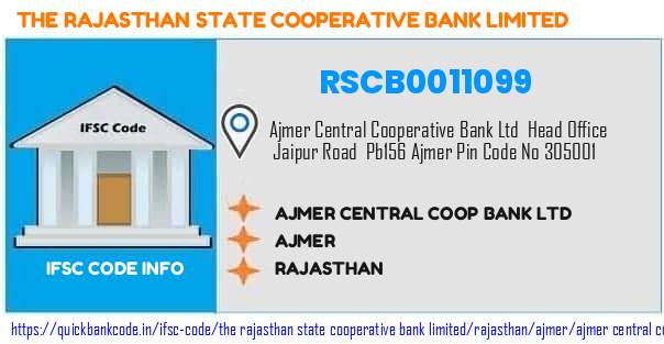 The Rajasthan State Cooperative Bank Ajmer Central Coop Bank  RSCB0011099 IFSC Code