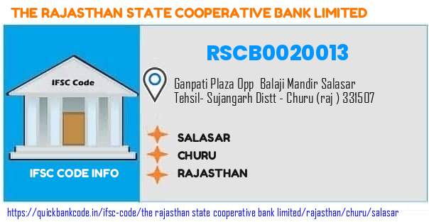 The Rajasthan State Cooperative Bank Salasar RSCB0020013 IFSC Code