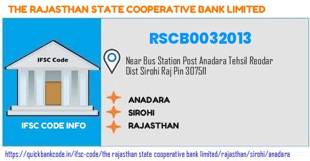 The Rajasthan State Cooperative Bank Anadara RSCB0032013 IFSC Code