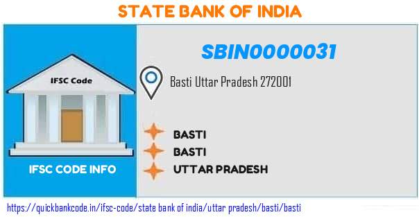 State Bank of India Basti SBIN0000031 IFSC Code