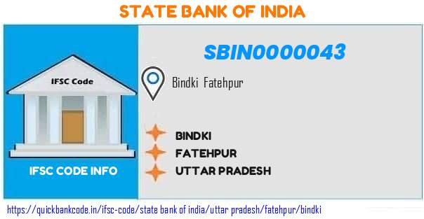 State Bank of India Bindki SBIN0000043 IFSC Code