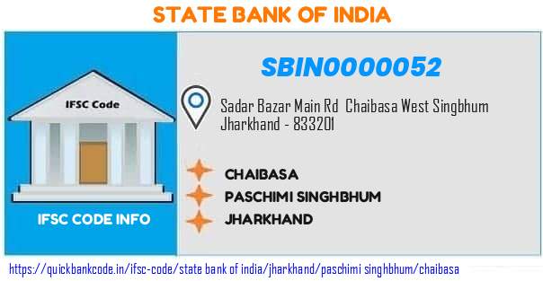 State Bank of India Chaibasa SBIN0000052 IFSC Code