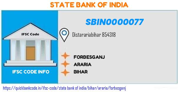 State Bank of India Forbesganj SBIN0000077 IFSC Code