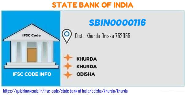 State Bank of India Khurda SBIN0000116 IFSC Code