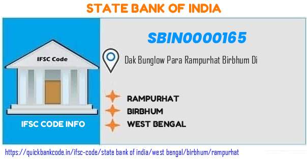 State Bank of India Rampurhat SBIN0000165 IFSC Code
