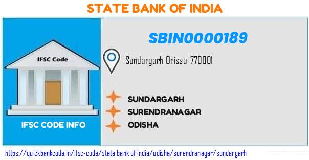 State Bank of India Sundargarh SBIN0000189 IFSC Code