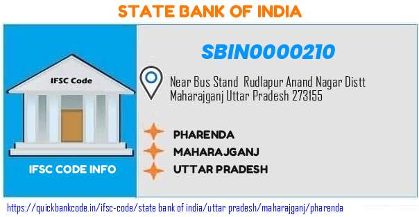 State Bank of India Pharenda SBIN0000210 IFSC Code