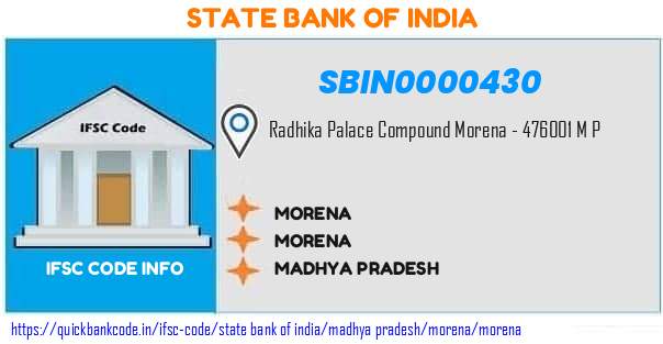 State Bank of India Morena SBIN0000430 IFSC Code