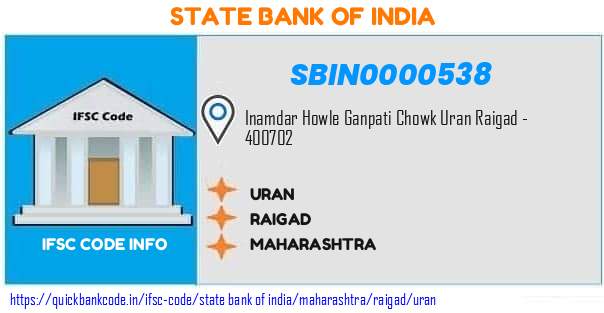 SBIN0000538 State Bank of India. URAN