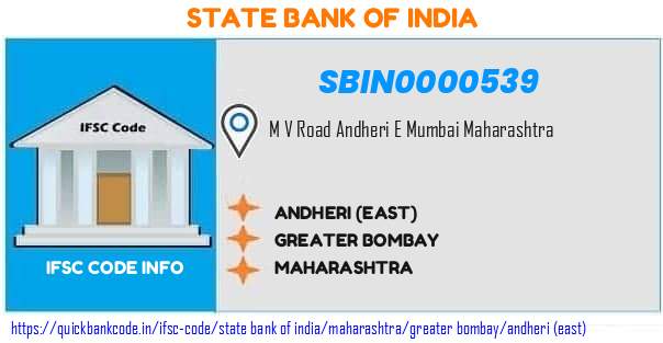 State Bank of India Andheri east SBIN0000539 IFSC Code