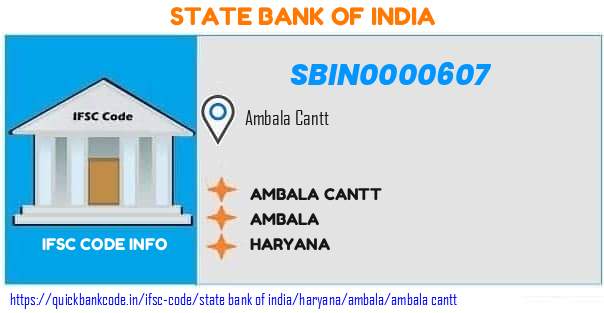 State Bank of India Ambala Cantt SBIN0000607 IFSC Code