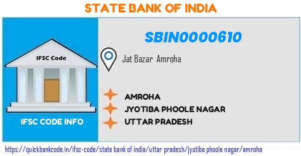 State Bank of India Amroha SBIN0000610 IFSC Code