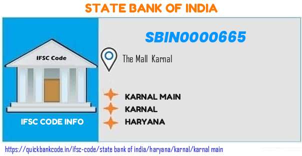 State Bank of India Karnal Main SBIN0000665 IFSC Code