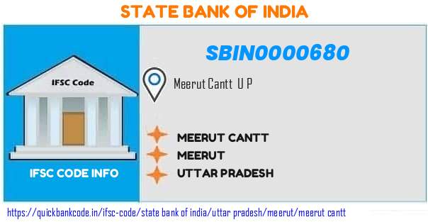 State Bank of India Meerut Cantt SBIN0000680 IFSC Code