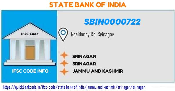 State Bank of India Srinagar SBIN0000722 IFSC Code
