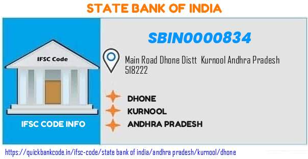 State Bank of India Dhone SBIN0000834 IFSC Code