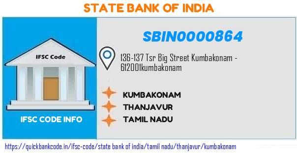 SBIN0000864 State Bank of India. KUMBAKONAM