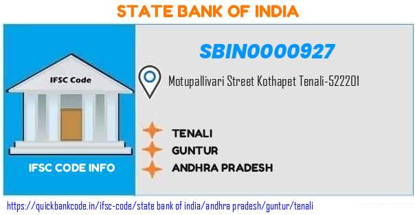 State Bank of India Tenali SBIN0000927 IFSC Code