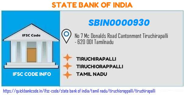 State Bank of India Tiruchirapalli SBIN0000930 IFSC Code