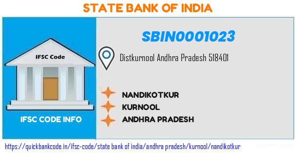 State Bank of India Nandikotkur SBIN0001023 IFSC Code
