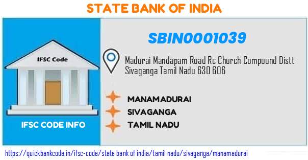 State Bank of India Manamadurai SBIN0001039 IFSC Code