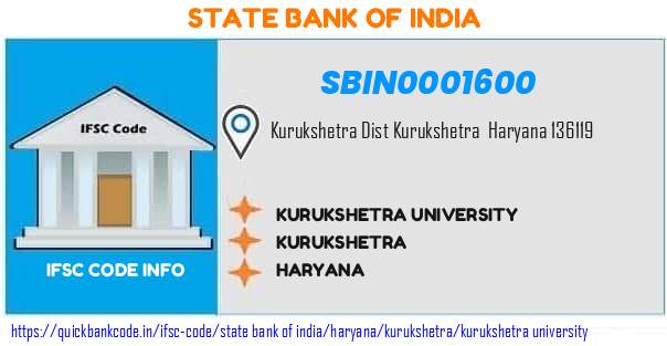 SBIN0001600 State Bank of India. KURUKSHETRA UNIVERSITY