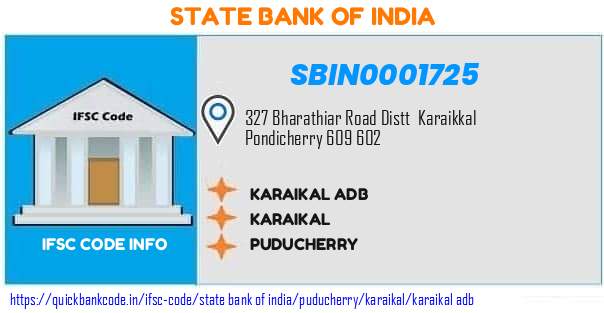 State Bank of India Karaikal Adb SBIN0001725 IFSC Code