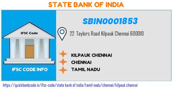 State Bank of India Kilpauk Chennai SBIN0001853 IFSC Code