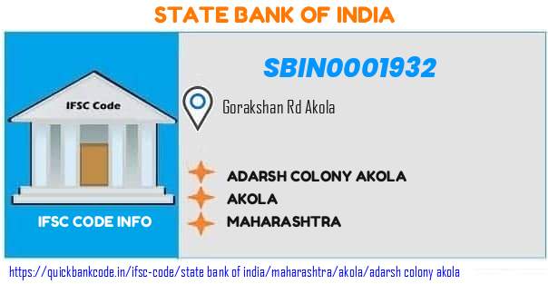 State Bank of India Adarsh Colony Akola SBIN0001932 IFSC Code